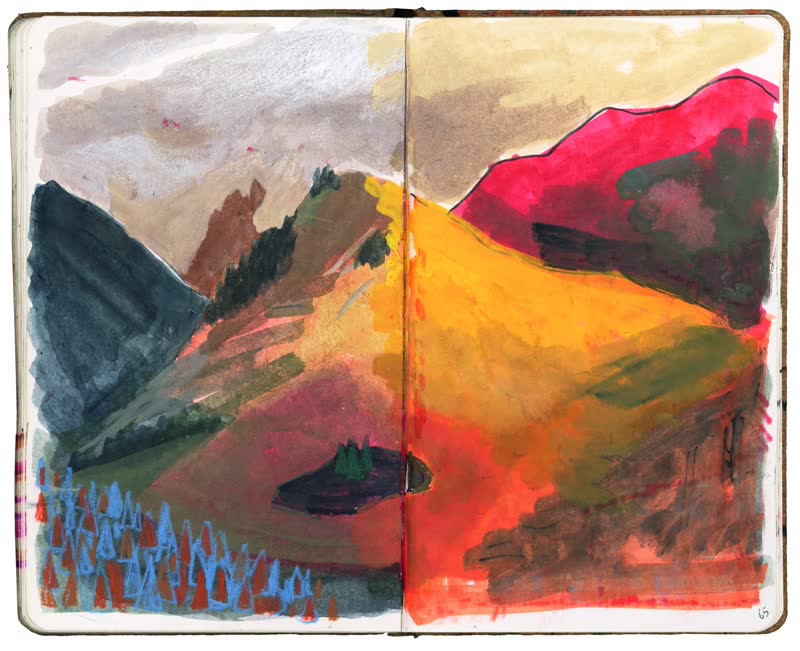 Andorre, Ramio, printemps 2025 — gouache sur carnet format A5
